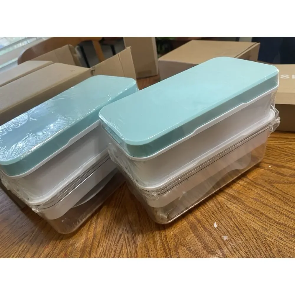 2 GiantPush Silicone‎ Large 2-Inch Ice Cube Tray with Lid, Two Tier Set BLUE
